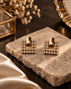 Lume Gold-Tone Crystal Square Stud Earrings