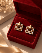 Lume Gold-Tone Crystal Square Stud Earrings
