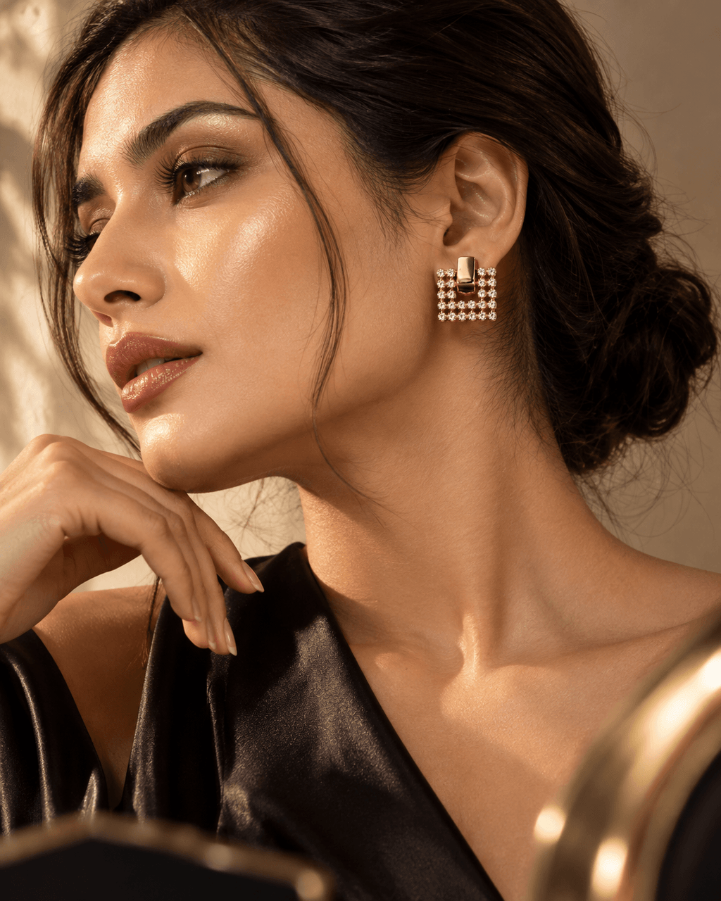 Lume Gold-Tone Crystal Square Stud Earrings