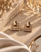 Lume Gold-Tone Crystal Square Stud Earrings
