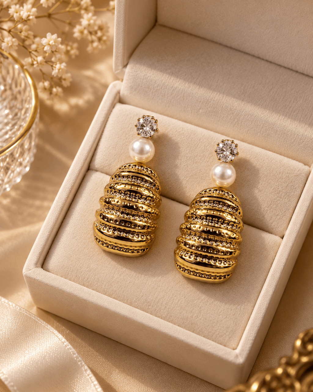 Lumière Gold-Tone Pearl Statement Drop Earrings