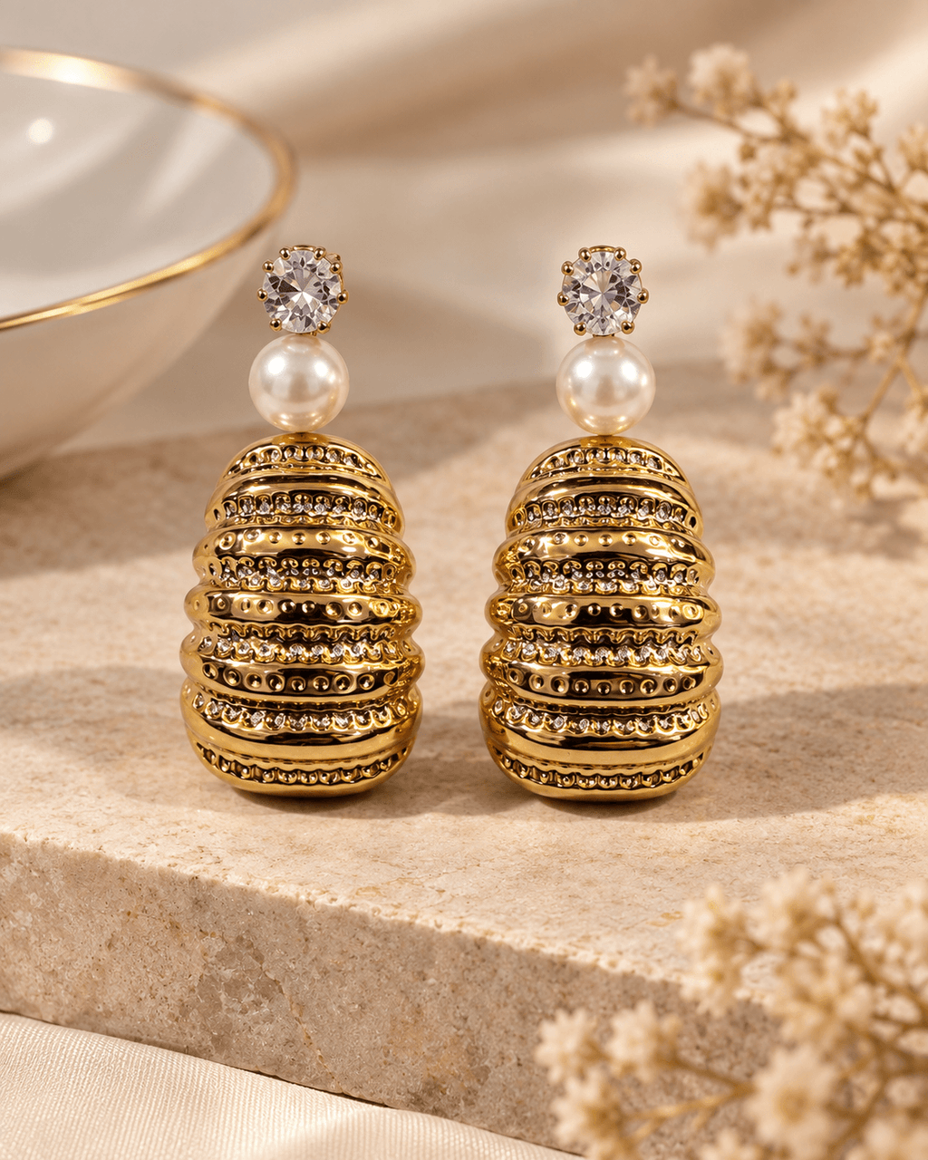 Lumière Gold-Tone Pearl Statement Drop Earrings