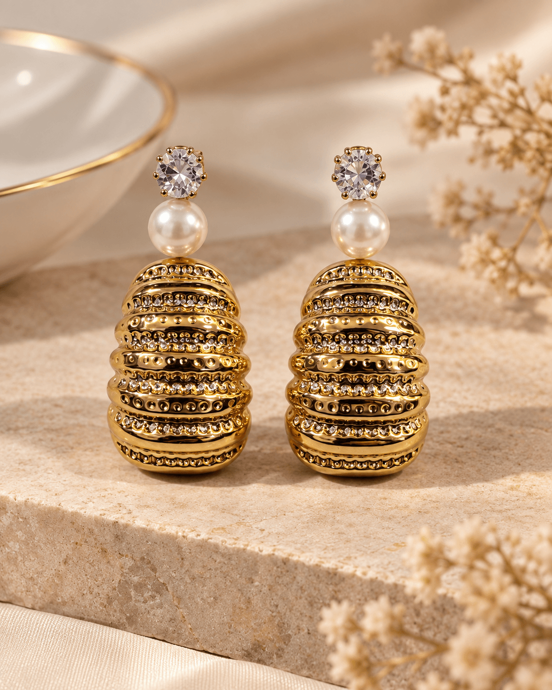 Lumière Gold-Tone Pearl Statement Drop Earrings