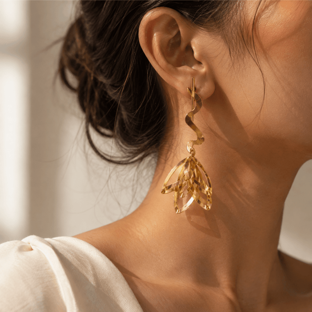 Velora Gold-Tone Leaf Drop Earring