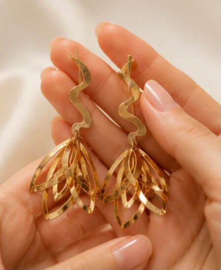 Velora Gold-Tone Leaf Drop Earring